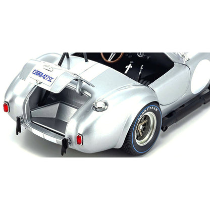 Shelby Cobra 427 S/C Silver Metallic with White Stripes 1/18 Diecast Model Car by Kyosho