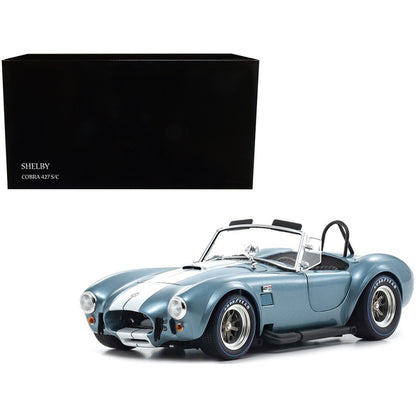 Shelby Cobra 427 S/C Sapphire Blue Metallic with White Stripes 1/18 Diecast Model Car by Kyosho