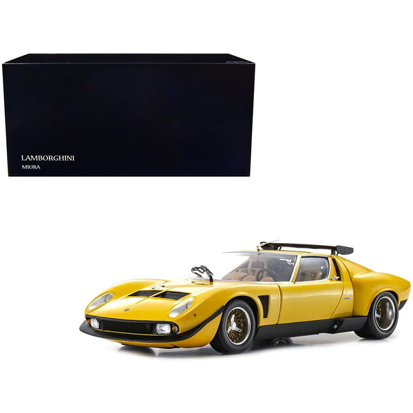 Lamborghini Miura SVR Yellow and Black 1/18 Diecast Model Car by Kyosho