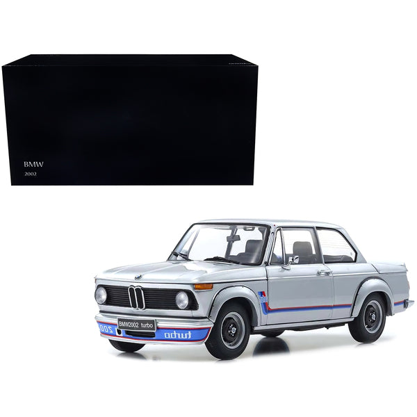 BMW 2002 Turbo Silver with Red and Blue Stripes 1/18 Diecast Model Car by Kyosho