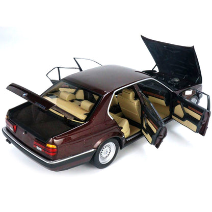 1986 BMW 730i (E32) Dark Red Metallic 1/18 Diecast Model Car by Minichamps