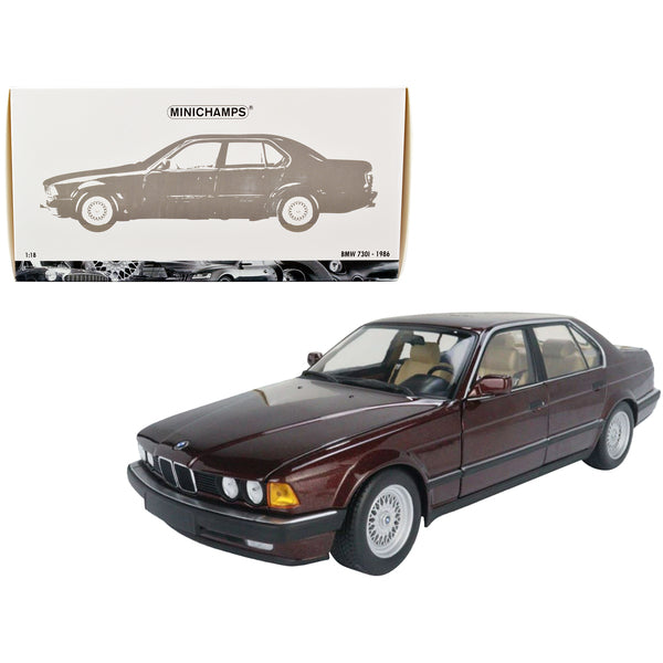 1986 BMW 730i (E32) Dark Red Metallic 1/18 Diecast Model Car by Minichamps