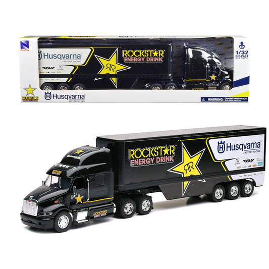 Peterbilt 387 Semi-Truck Black "Rockstar Energy Drink - Husqvarna Factory Racing" 1/32 Diecast Model by New Ray