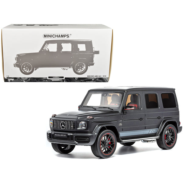 2018 Mercedes-Benz AMG G63 Matt Black with Sunroof 1/18 Diecast Model Car by Minichamps