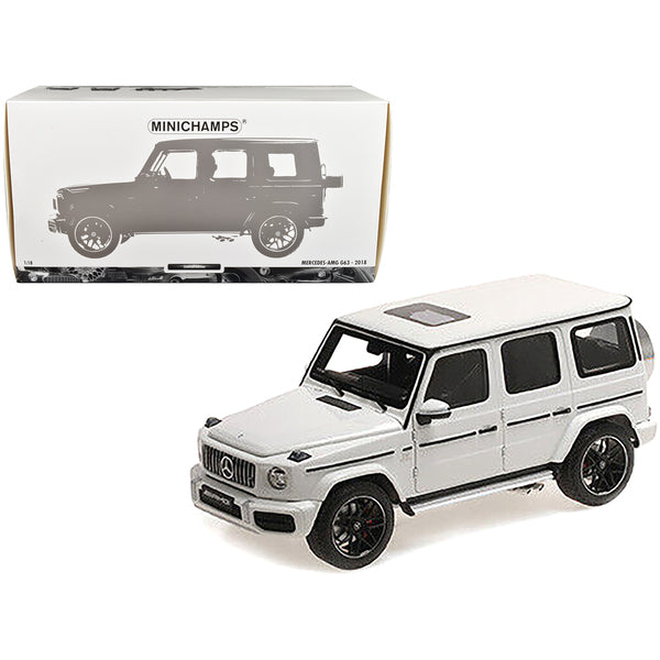 2018 Mercedes-Benz AMG G63 White with Sunroof 1/18 Diecast Model Car by Minichamps