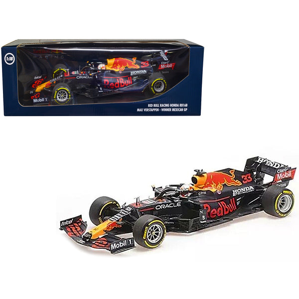 Honda Red Bull Racing RB16B #33 Max Verstappen "Oracle" Winner F1 Formula One Mexico GP (2021) with Driver Limited Edition to 1108 pieces Worldwide 1/18 Diecast Model Car by Minichamps