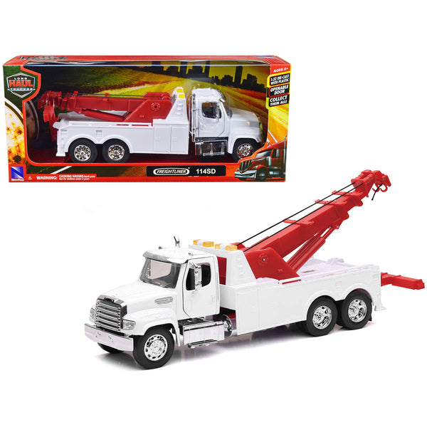 Freightliner 114SD Tow Truck White and Red "Long Haul Trucker" Series 1/32 Diecast Model by New Ray