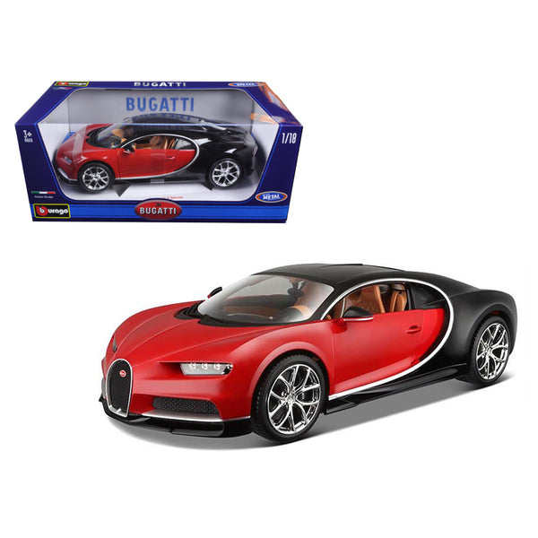 2016 Bugatti Chiron Red with Black 1/18 Diecast Model Car by Bburago