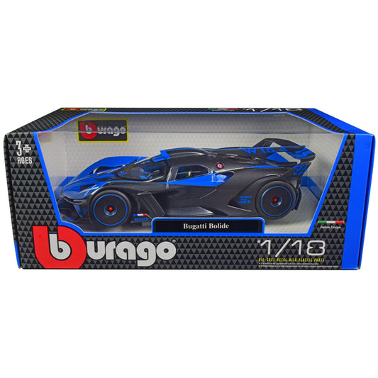 Bugatti Bolide Blue and Carbon Gray 1/18 Diecast Model Car by Bburago