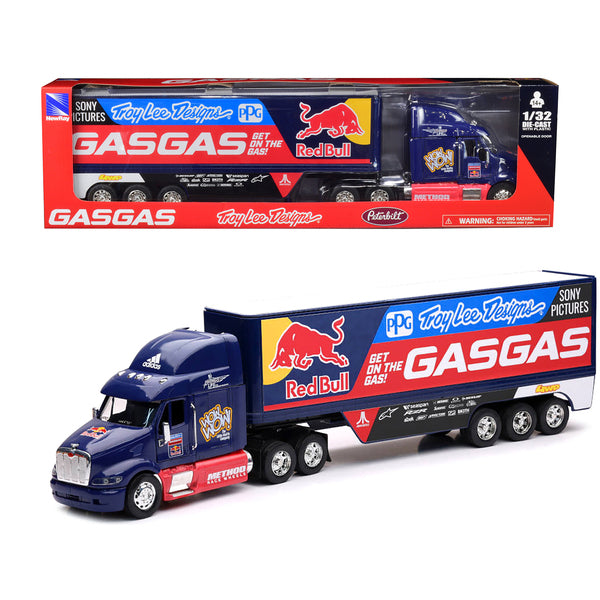 Peterbilt 387 Truck Dark Blue "Red Bull - Troy Lee Designs - GASGAS" 1/32 Diecast Model by New Ray