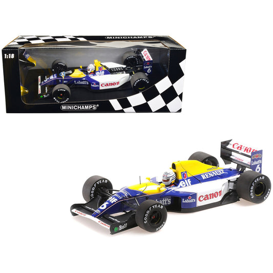 Williams Renault FW14B #6 Riccardo Patrese "Canon" F1 Formula One World Championship (1992) with Driver Limited Edition to 200 pieces Worldwide 1/18 Diecast Model Car by Minichamps