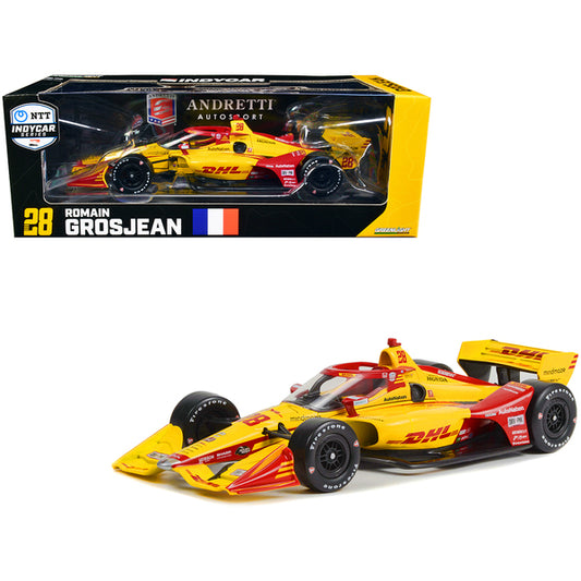 Dallara IndyCar #28 Romain Grosjean "DHL" Andretti Autosport (Road Course Configuration) "NTT IndyCar Series" (2022) 1/18 Diecast Model Car by Greenlight