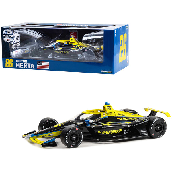 Dallara IndyCar #26 Colton Herta "Gainbridge" Andretti Autosport "NTT IndyCar Series" (2023) 1/18 Diecast Model Car by Greenlight