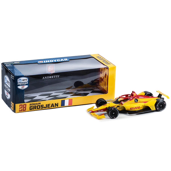 Dallara IndyCar #28 Romain Grosjean "DHL" Andretti Autosport "NTT IndyCar Series" (2023) 1/18 Diecast Model Car by Greenlight