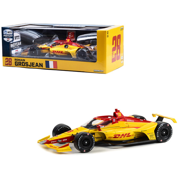 Dallara IndyCar #28 Romain Grosjean "DHL" Andretti Autosport "NTT IndyCar Series" (2023) 1/18 Diecast Model Car by Greenlight