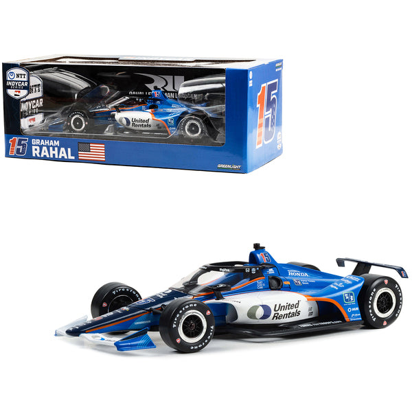 Dallara IndyCar #15 Graham Rahal "United Rentals" Rahal Letterman Lanigan Racing "NTT IndyCar Series" (2023) 1/18 Diecast Model Car by Greenlight