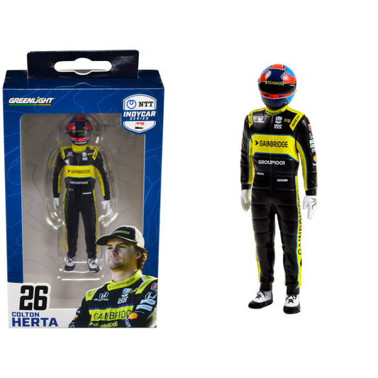 "NTT IndyCar Series" #26 Colton Herta Driver Figure "Gainbridge - Andretti Autosport" for 1/18 Scale Models by Greenlight