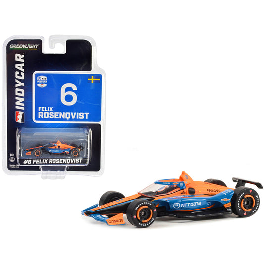 Dallara IndyCar #6 Felix Rosenqvist "NTT DATA" Arrow McLaren "NTT IndyCar Series" (2023) 1/64 Diecast Model Car by Greenlight