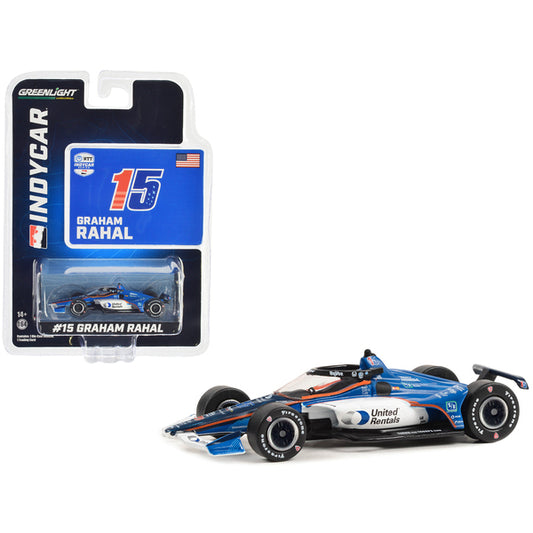 Dallara IndyCar #15 Graham Rahal / Rahal Letterman Lanigan Racing United Rentals "NTT IndyCar Series" (2023) 1/64 Diecast Model Car by Greenlight