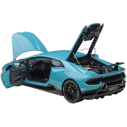 Lamborghini Huracan Performante Blu Glauco / Solid Blue with Black Wheels 1/12 Model Car by Autoart