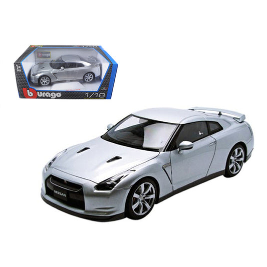 2009 Nissan GT-R R35 Silver 1/18 Diecast Model Car by Bburago