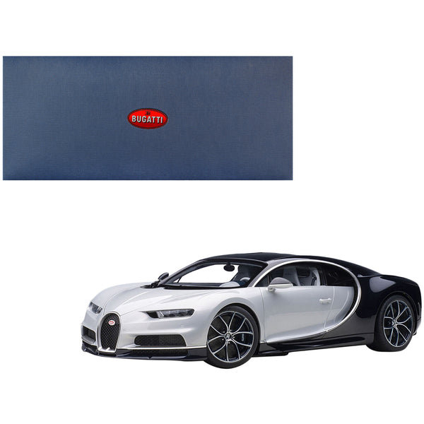 Bugatti Chiron Glacier White and Atlantic Blue 1/12 Model Car by Autoart