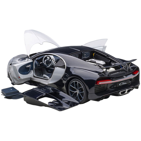 Bugatti Chiron Glacier White and Atlantic Blue 1/12 Model Car by Autoart