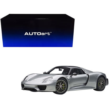 Porsche 918 Spyder Weissach Package Silver 1/12 Model Car by Autoart