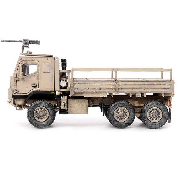 M1083 MTV (Medium Tactical Vehicle) Armored Cab Cargo Truck with Turret Desert Camouflage "US Army" "Armor Premium" Series 1/72 Diecast Model by Panzerkampf