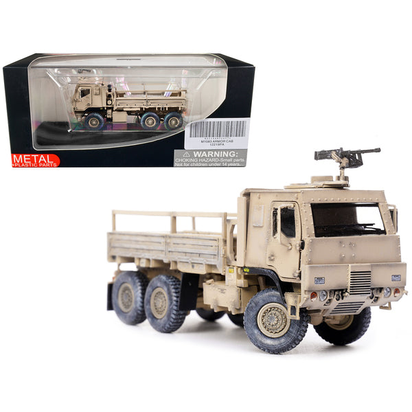 M1083 MTV (Medium Tactical Vehicle) Armored Cab Cargo Truck with Turret Desert Camouflage "US Army" "Armor Premium" Series 1/72 Diecast Model by Panzerkampf