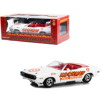 1970 Dodge Challenger Convertible #8 White with Red Interior "Kochman Hell Drivers" 1/18 Diecast Model Car by Greenlight