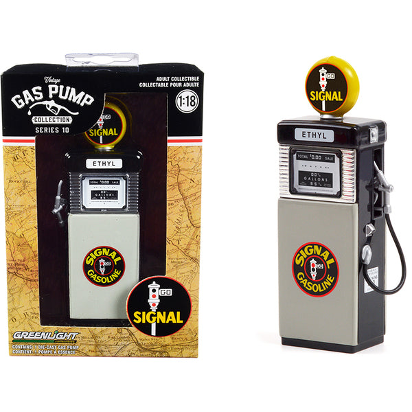 1951 Wayne 505 Gas Pump "Signal Gasoline" Black and Gray "Vintage Gas Pumps" Series 10 1/18 Diecast Model by Greenlight