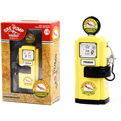 1948 Wayne 100-A Gas Pump "Norwalk Gasoline" Yellow and Black "Vintage Gas Pumps" Series 11 1/18 Diecast Model by Greenlight