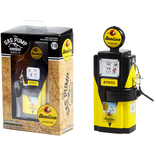 1948 Wayne 100-A Gas Pump "Beeline Gasoline" Yellow and Black "Vintage Gas Pumps" Series 12 1/18 Diecast Model by Greenlight