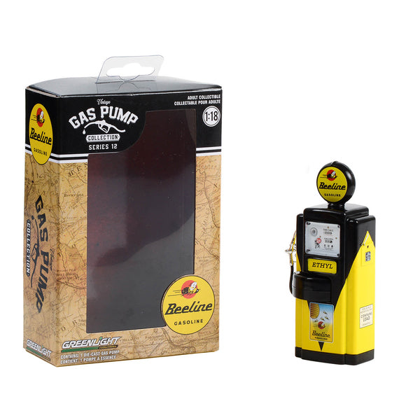 1948 Wayne 100-A Gas Pump "Beeline Gasoline" Yellow and Black "Vintage Gas Pumps" Series 12 1/18 Diecast Model by Greenlight