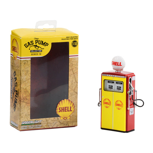 1954 Tokheim 350 Twin Gas Pump "Shell Oil" Yellow and Red "Vintage Gas Pumps" Series 12 1/18 Diecast Model by Greenlight