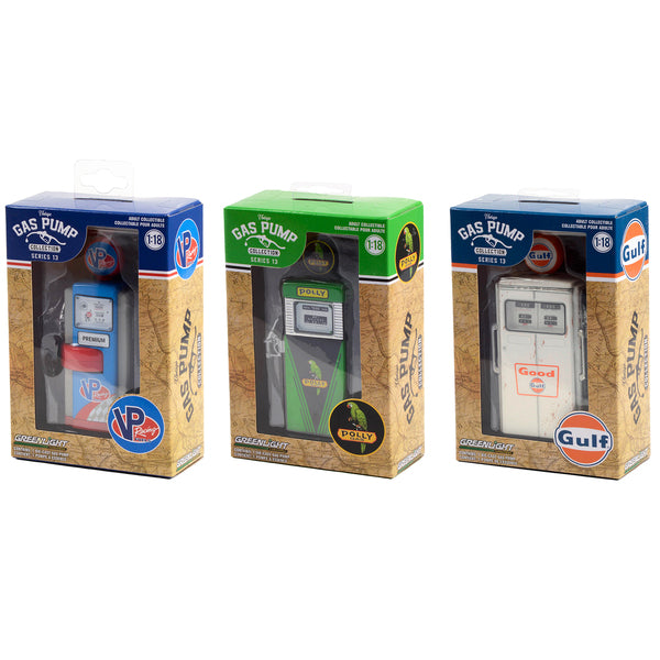 "Vintage Gas Pump" Set of 3 Pumps Series 13 1/18 Diecast Models by Greenlight