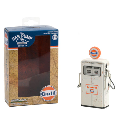 1954 Tokheim 350 Twin Gas Pump "Good Gulf - Gulf Oil" White (Weathered) "Vintage Gas Pumps" Series 13 1/18 Diecast Model by Greenlight