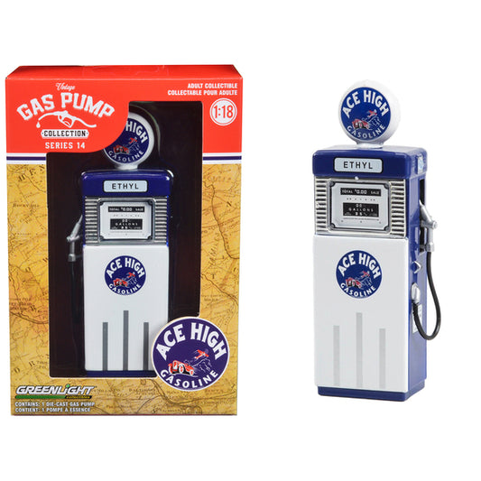 1951 Wayne 505 Gas Pump "Ace High" White and Blue "Vintage Gas Pumps" Series 14 1/18 Diecast Replica by Greenlight