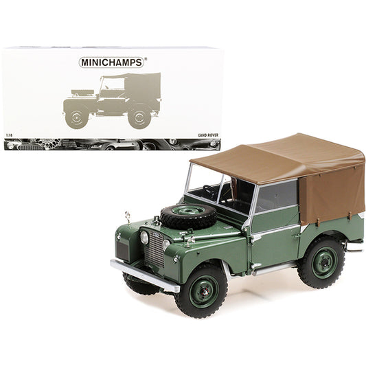 1949 Land Rover RHD (Right Hand Drive) Green with Brown Canopy 1/18 Diecast Model Car by Minichamps