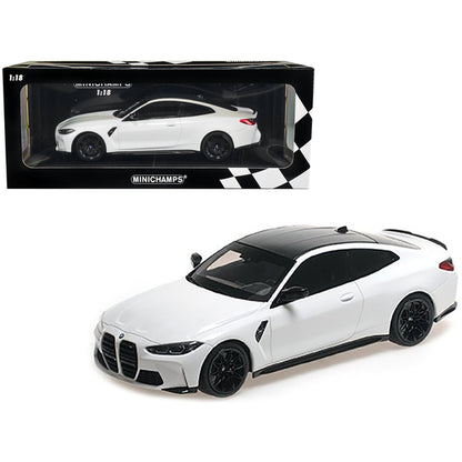 2020 BMW M4 White with Carbon Top Limited Edition to 720 pieces Worldwide 1/18 Diecast Model Car by Minichamps