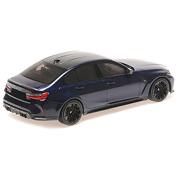 2020 BMW M3 Blue Metallic with Carbon Top Limited Edition to 740 pieces Worldwide 1/18 Diecast Model Car by Minichamps