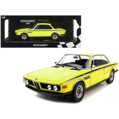 1971 BMW 3.0 CSL Yellow with Black Stripes Limited Edition to 600 pieces Worldwide 1/18 Diecast Model Car by Minichamps