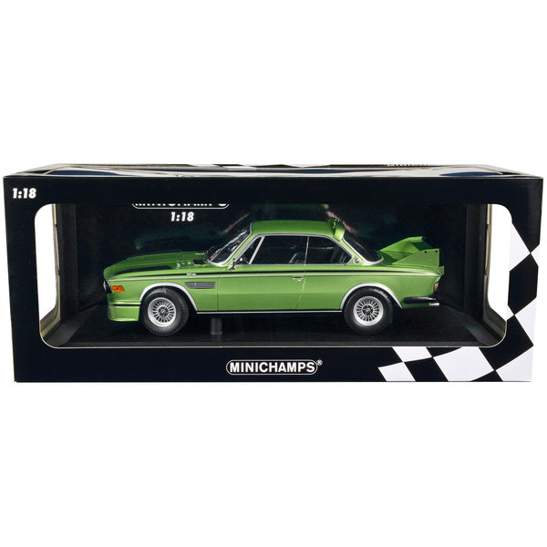 1973 BMW 3.0 CSL Green Metallic with Black Stripes Limited Edition to 450 pieces Worldwide 1/18 Diecast Model Car by Minichamps