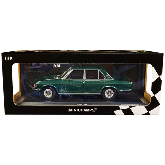 1968 BMW 2500 Green Metallic Limited Edition to 504 pieces Worldwide 1/18 Diecast Model Car by Minichamps