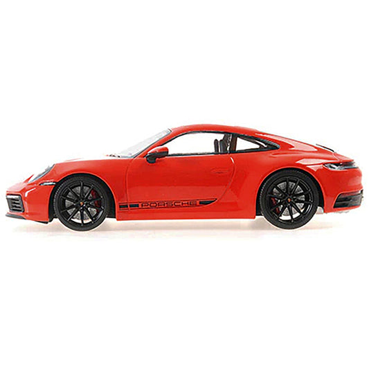 2019 Porsche 911 Carrera 4S Orange with Black Stripes Limited Edition to 600 pieces Worldwide 1/18 Diecast Model Car by Minichamps