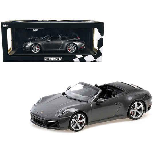 2019 Porsche 911 Carrera 4S Cabriolet Dark Gray Metallic Limited Edition to 504 pieces Worldwide 1/18 Diecast Model Car by Minichamps