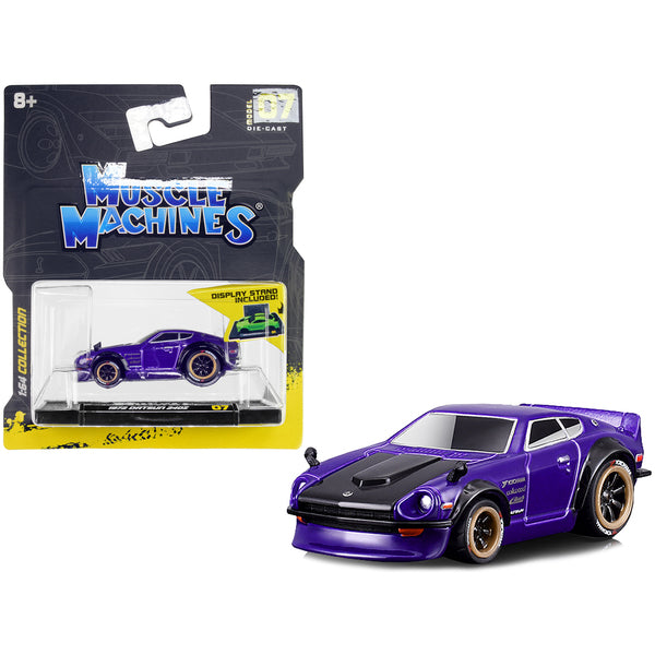 1972 Datsun 240Z Purple with Dark Gray Hood 1/64 Diecast Model Car by Muscle Machines