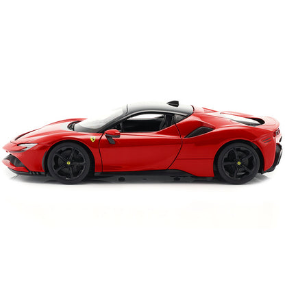 Ferrari SF90 Stradale Red with Black Top "Race + Play" Series 1/18 Diecast Model Car by Bburago