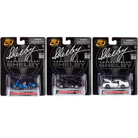 "Carroll Shelby 50th Anniversary" 3 piece Set 2022 Release 1/64 Diecast Model Cars by Shelby Collectibles